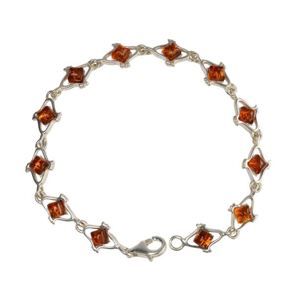 Sterling Silver Honey Baltic Amber Bracelet "Laura", Amber Jewelry Collection