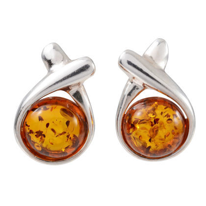 Sterling Silver and Baltic Honey Amber Stud Earrings "Sorina"