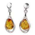 Sterling Silver and Baltic Honey Amber Post Back Earrings "Kelly"