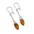 Amber Jewelry - Sterling Silver Baltic Honey Amber Kidney Hook Earrings "Catena"