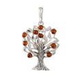 Sterling Silver and Baltic  Honey Amber Family Tree Pendant