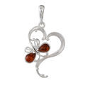 Sterling Silver and Baltic Honey Amber Butterfly Heart Pendant