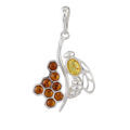 Sterling Silver and Baltic Honey Amber Pendant "Honeycomb Bee"