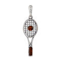 Sterling Silver and Baltic Honey Amber Tennis Racket Pendant