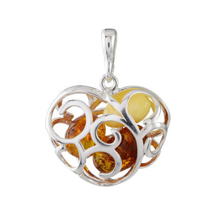 Sterling Silver and Baltic Amber Faithful Heart Pendant