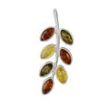 Sterling Silver and Baltic Multicolored Amber Twig Pendant