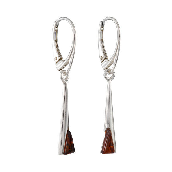 Sterling Silver and Baltic Amber French Leverback  Sabina Earrings