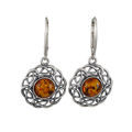 Sterling Silver and Baltic Amber French Leverback  Earrings "Enat"