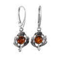 Sterling Silver and Baltic Amber French Leverback  Amber Burdock Earrings