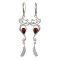 Sterling Silver and Baltic Amber French Leverback  Earrings "Cat With A Feather"