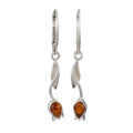 Sterling Silver and Baltic Amber French Leverback  Tulip Earrings