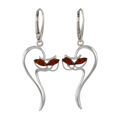 Sterling Silver And Baltic Honey Amber French Leverback Kitty Cat Earrings