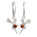 Sterling Silver and Baltic Honey Amber French Leverback Fairy Earrings