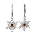 Sterling Silver and Baltic Amber French Leverback  Amber Snowflake Earrings