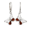 Sterling Silver and Baltic Honey Amber French Leverback Butterfly Earrings