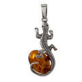 Sterling Silver and Baltic Honey Amber Lizard Pendant