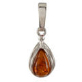 Sterling Silver and Baltic Honey Amber Pear-Shaped Pendant