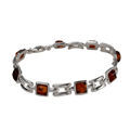 Sterling Silver and Baltic Honey Square Amber Bracelet "Athena"