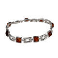 Sterling Silver and Honey Square Baltic Amber Bracelet "Athena", Amber Jewelry Collection