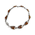 Sterling Silver and Honey Baltic  Amber Bracelet " Carlina", Amber Jewelry Collection