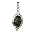 Sterling Silver and Baltic  Green Amber Pendant "Freya"
