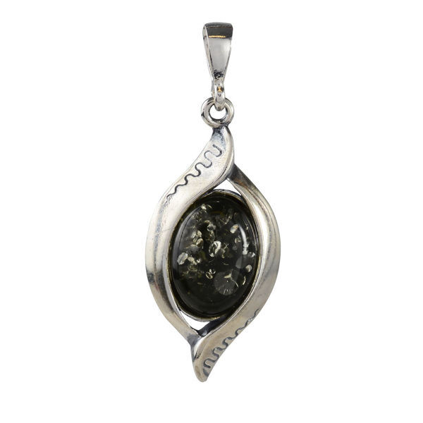 Sterling Silver and Baltic  Green Amber Pendant "Freya"