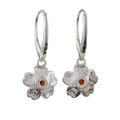Sterling Silver and Baltic Honey Amber French Leverback Rose Mallow Earrings