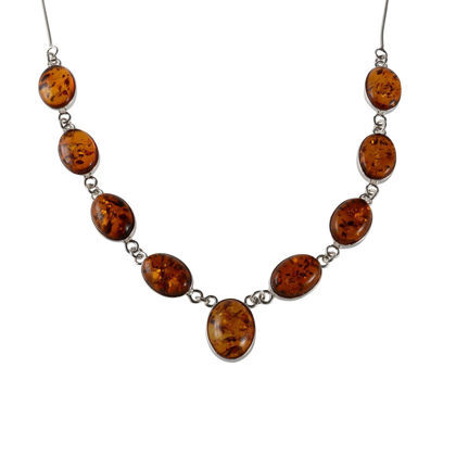 Sterling Silver and Baltic Honey Amber Necklace "Ariela"