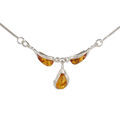Sterling Silver and Baltic Honey Amber Pear Shaped Necklace