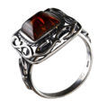 Sterling Silver and Baltic Honey  Amber Square Ring "Ruth"