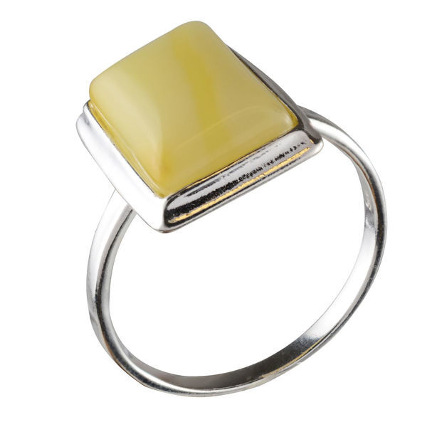 Sterling Silver Baltic Butterscotch Rectangle Amber Ring; size 11.5