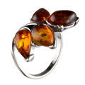 Sterling Silver and Baltic Honey Amber Ring "Astrid"