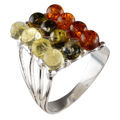 Sterling Silver and Baltic Multicolored Amber Ring "Klaudia"