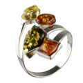 Sterling Silver and Baltic Amber Multicolored Ring "Marcia"