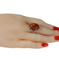 Sterling Silver and Baltic Honey Oval Amber Ring