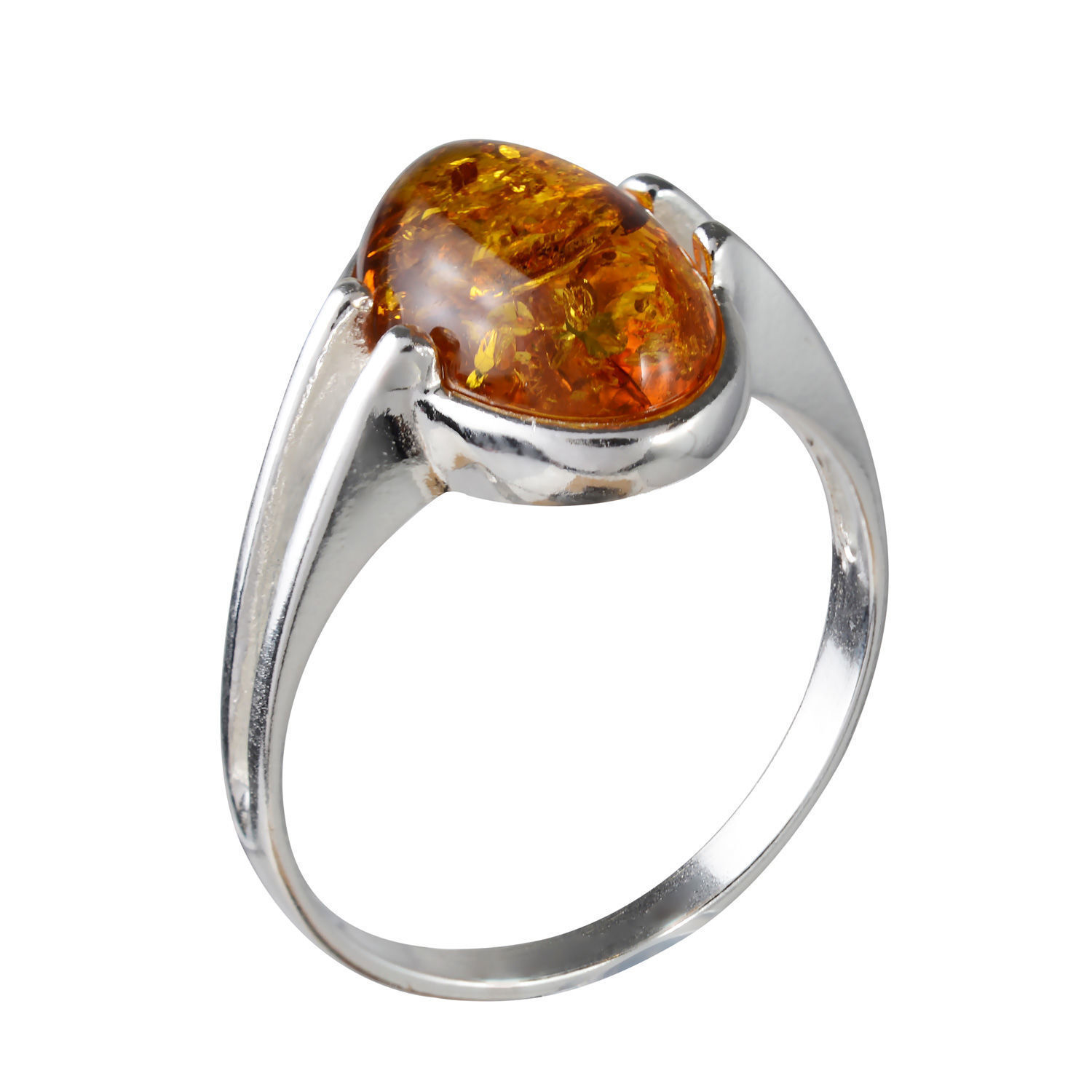 Sterling Silver and Baltic Honey Amber Ring 