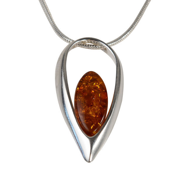 Sterling Silver and Baltic Honey Amber Necklace "Artemis"