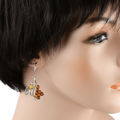 Sterling Silver and Baltic Amber French Leverback Honeycomb Bee Earrings