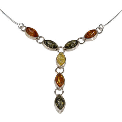 Sterling Silver and Baltic Multicolored Amber Necklace