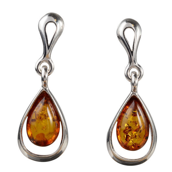 Sterling Silver and Baltic Honey Amber Earrings "Julia"