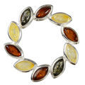 Sterling Silver and Baltic Multicolored Amber Brooch "Carrie"