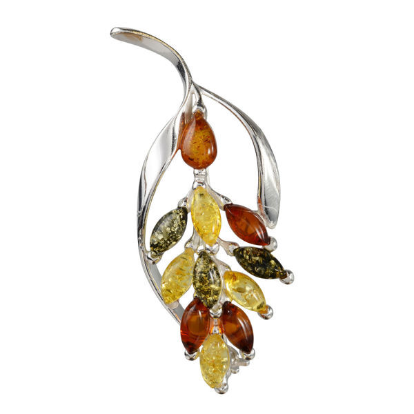 Sterling Silver and Baltic Amber Brooch "Dahlia"