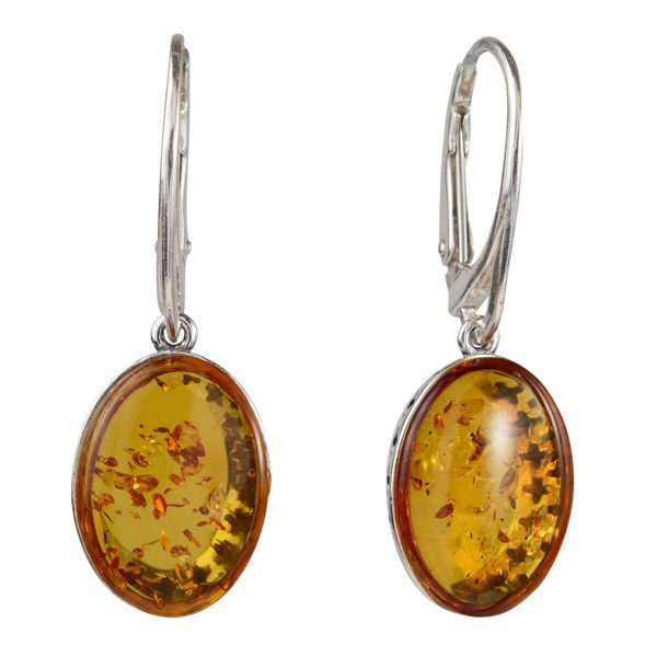 Sterling Silver and Baltic Amber French Leverback  Honey Amber Oval Earrings "Alaina"