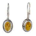 Sterling Silver and Baltic Amber French Leverback  Honey Amber Oval Earrings "Alaina"