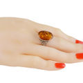 Sterling Silver and Baltic Honey Amber Ring "Lois"