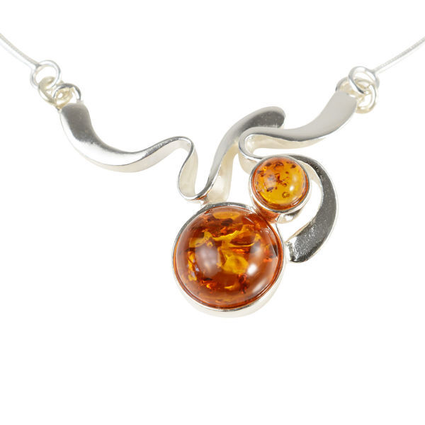 Sterling Silver and Baltic Honey Amber Necklace "Alcie"