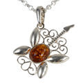 Sterling Silver and Baltic Honey Amber Guitar Pendant