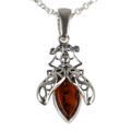 Sterling Silver and Baltic Honey Amber Beetle Pendant