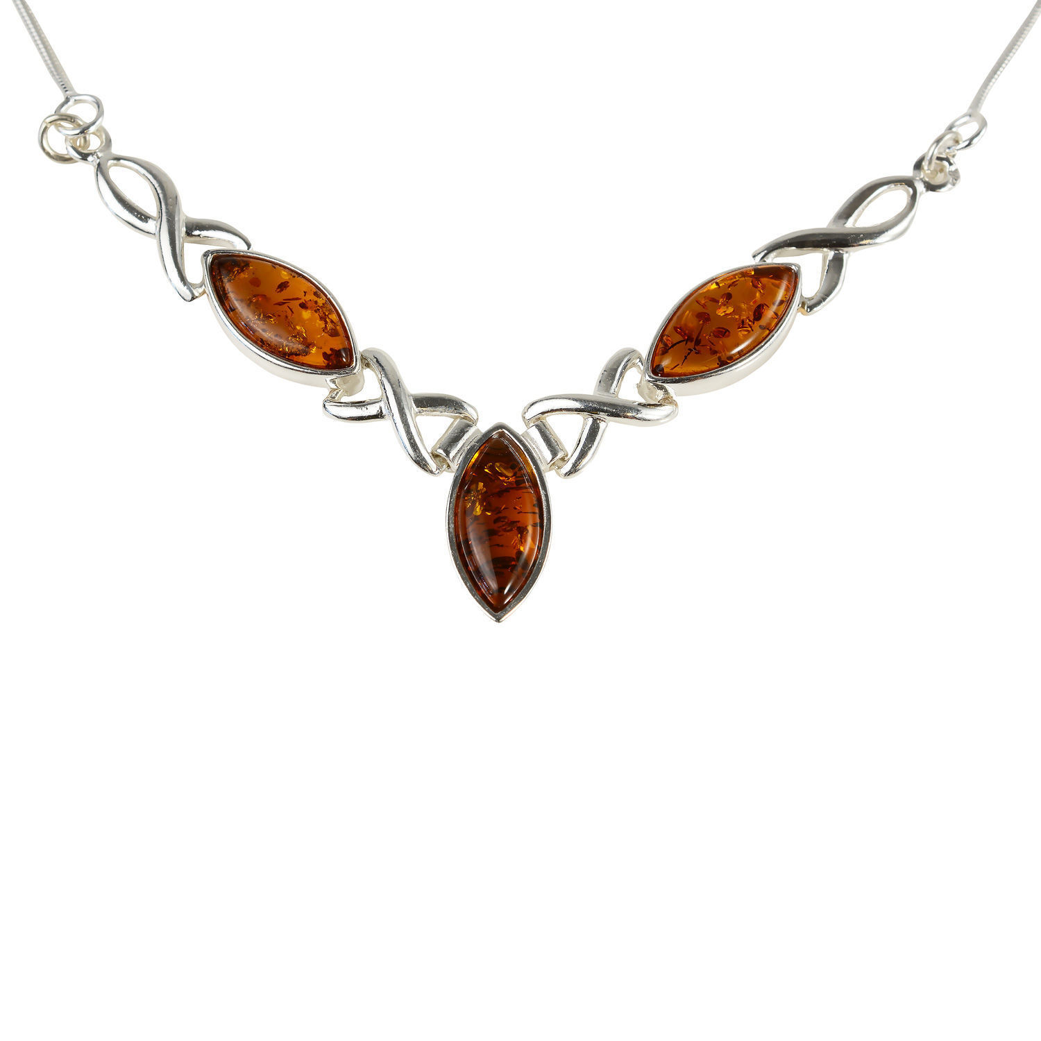 Sterling Silver and Baltic Honey Amber Necklace 