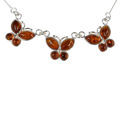 Sterling Silver and Baltic Honey Amber Butterflies Necklace